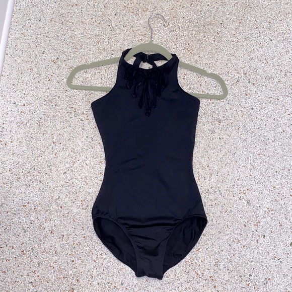 Black Halter Leotard with Front Detail - Picture 1 of 2